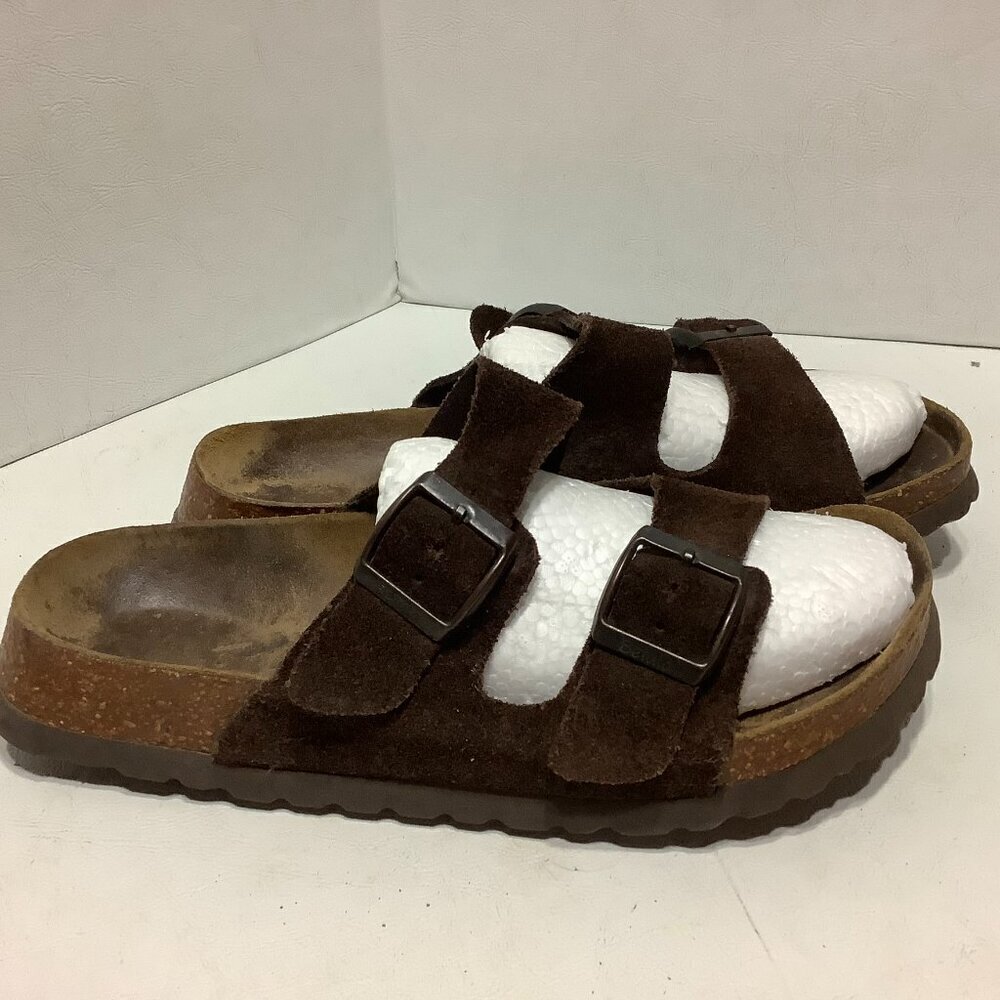 Betula Birkenstock Brown Suede Leather Arizona Sandals Size 245 Narrow Width - Picture 3 of 13
